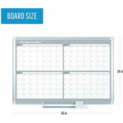 Planner -1 Each by MasterVision – Small 2' - 4', Aluminum,Porcelain, White, Model GA03105830