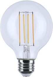 Satco S12152 8W LED G25 Globe Bulb, Warm Dimming 3000K-2000K, 800 Lumens, 90 CRI, 60W Replacement, Clear Glass, E26 Medium Base, Enclosed Fixture Rated, Dimmable, 120 Volt (24 Pack)