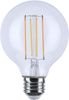 Satco S12152 8W LED G25 Globe Bulb, Warm Dimming 3000K-2000K, 800 Lumens, 90 CRI, 60W Replacement, Clear Glass, E26 Medium Base, Enclosed Fixture Rated, Dimmable, 120 Volt (24 Pack)