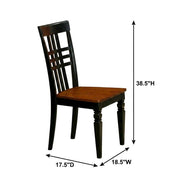 Solid Wood Dining Chairs with Wood Seat by Furnifact – Wood, Black & Cherry, Pack of 2