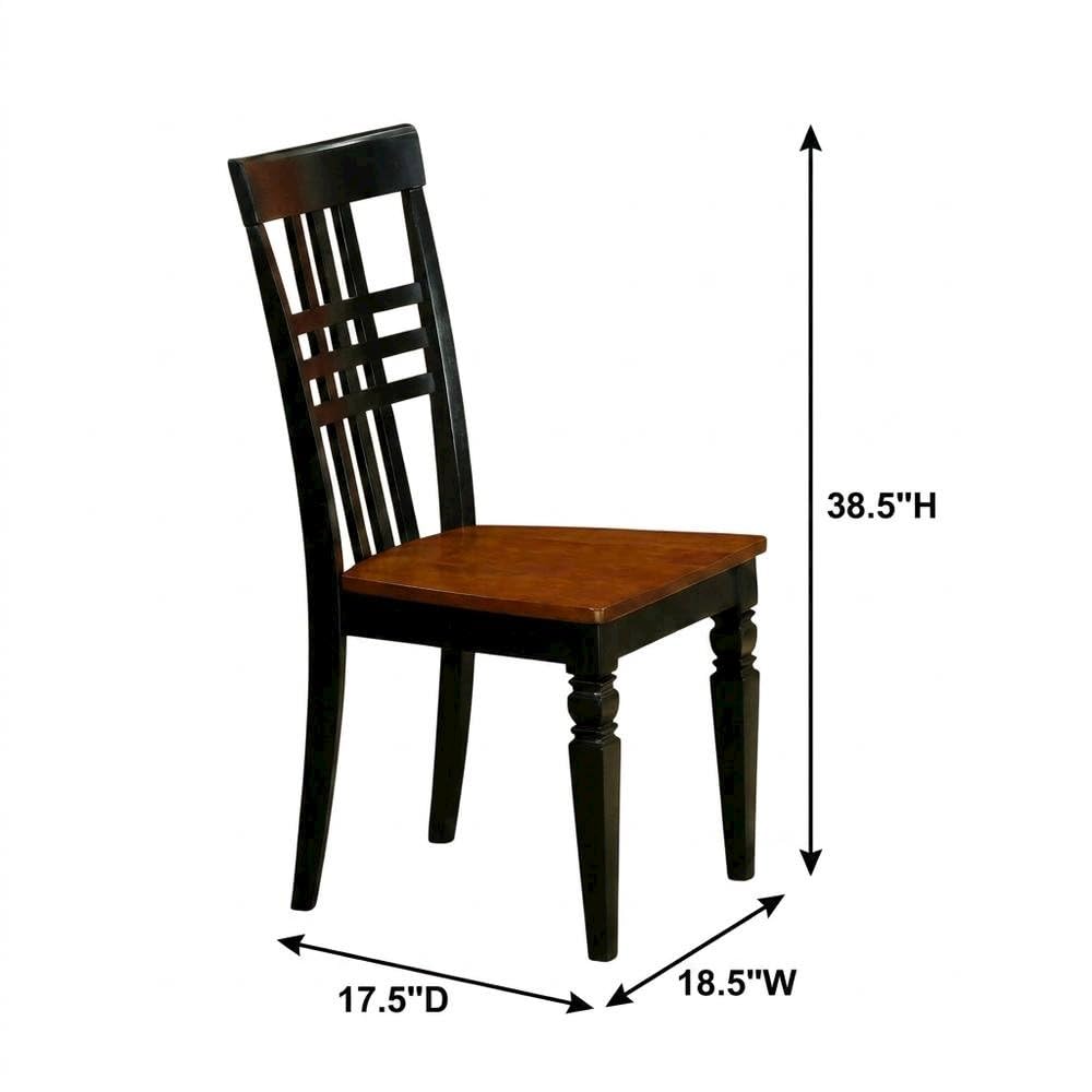 Solid Wood Dining Chairs with Wood Seat by Furnifact – Wood, Black & Cherry, Pack of 2