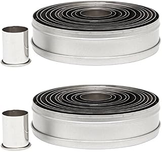 2 X Ateco 5457 12-Piece Stainless Steel Round Cutter Set, Plain by Ateco