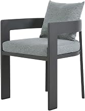 Gray Aluminum Outdoor Dining Chair, Weather-Resistant, Stackless, Comfortable 3-Inch Cushion, Durable Frame, Ideal for Patio, Garden