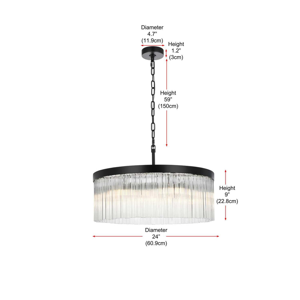 Harlow Six Light Chandelier Black by Lighting Design – Iron, Black, Model 1070D24BK