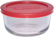 Anchor Hocking Classic Glass Food Storage Container with Lid, Red, 2 Cup