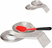 Tablecraft HB2, Double Spoon Rest, Brushed Stainless Steel, Stylish and Contemporary Design, Dishwasher Safe, Dimensions 8.5" x 7" x 2", Ideal for Modern Kitchens
