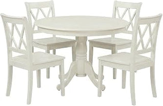 Furnifact Round Pedestal Dining Furniture Set with Upholstered Dining Chairs, Small Circle Kitchen Table and Chairs for Dining Room