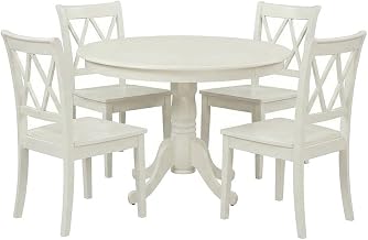 Furnifact Round Pedestal Dining Furniture Set with Upholstered Dining Chairs, Small Circle Kitchen Table and Chairs for Dining Room
