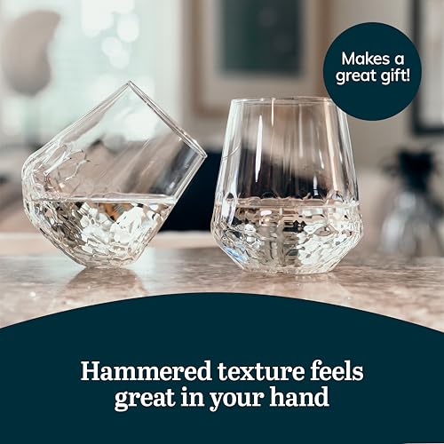 Libbey Hammered 8 (17.75 oz) / 17 Ounces, Set of 8 / Modern Wine Glasses