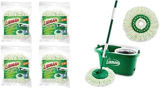 Libman Tornado Spin Mop System Bundle with Refills (4 Pack) | Floor Cleaning Kit