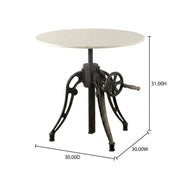 White Emslie III 30-Inch Round Dining Table with Marble Top and Black Metal Base by Starlight Canyon Home – Marble, White