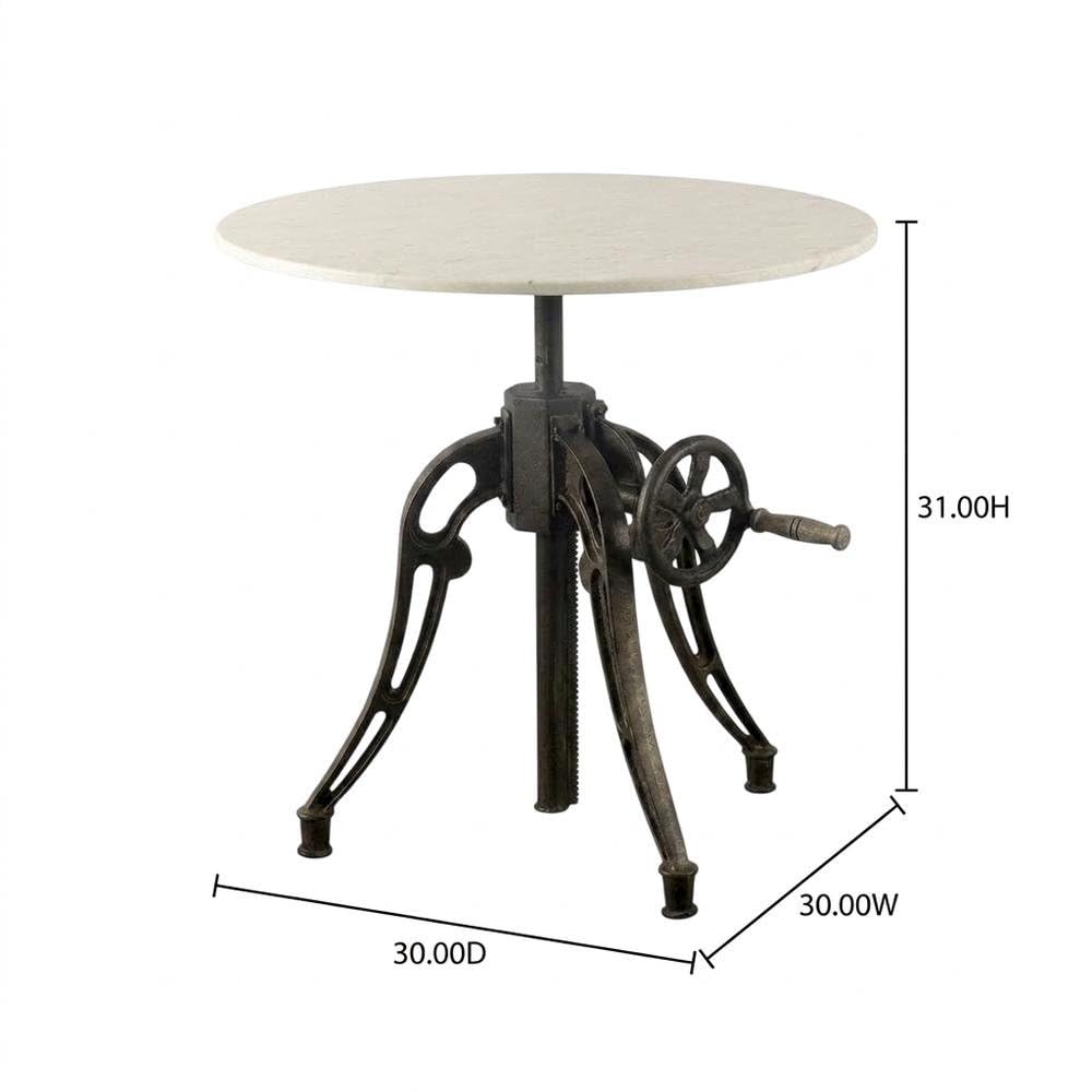 White Emslie III 30-Inch Round Dining Table with Marble Top and Black Metal Base by Starlight Canyon Home – Marble, White