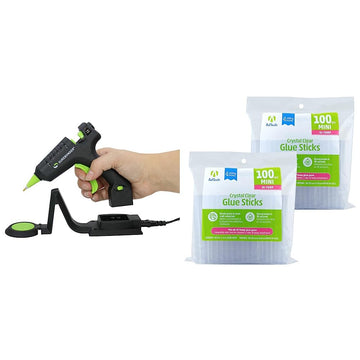 Cordless/Corded High Temperature Mini Hot Glue Gun (CL-195F) With Adtech 100ct-2pk 2-100ct High Temp Mini Size Glue Sticks by Surebonder – Clear