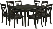 Furnifact Solid Wood Dining Furniture 9 Piece Set, Square Kitchen Table with Faux Leather Slatted-Back Chairs, Dining Room Set for 8