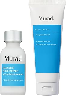 Murad Acne Treat & Control Combo - Deep Relief Acne Treatment and Clarifying Cleanser with Salicylic Acid and Green Tea for Maximum Strength Clearing and Preventing Deep Painful Breakouts, Set of 2