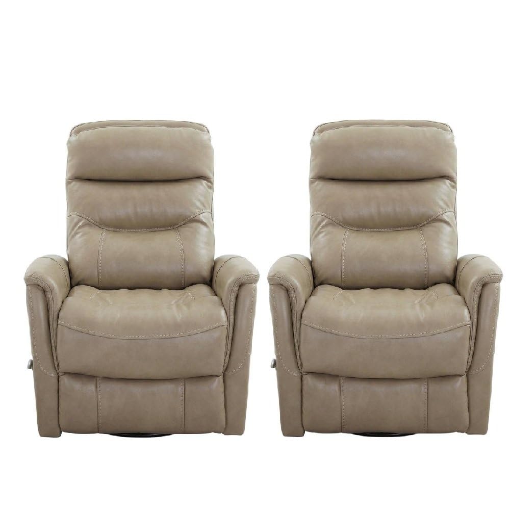 Beige Linen Swivel Glider Recliner Two Pack by Starlight Canyon Home – 90% Polyester, 10% PU (W), Beige, Pack of 2