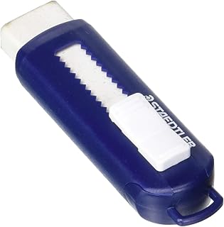 STAEDTLER 525 PS1 Eraser with Sliding Cover PVC, Phthalate and Latex-Free, Box, 1 Piece, White/Blue