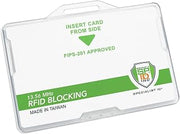 Horizontal RFID Blocking Badge Holder - Secure Dual ID Protector for CAC, TWIC, PIV, HSPD-12 Smart Cards - Durable Hard Plastic 2 Card Shielded Holder - Horizontal RFID ID Badge Case