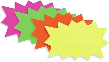 Ready Flow Fluorescent Solar Burst Sign Cards - 9" L x 6" H, 100 per Pack