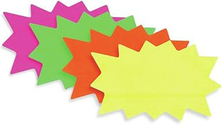 Ready Flow Fluorescent Solar Burst Sign Cards - 9" L x 6" H, 100 per Pack