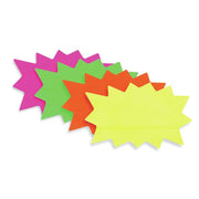 Ready Flow Fluorescent Solar Burst Sign Cards - 9" L x 6" H by READY FLOW PRINTING – 9x6 inches, Paper, Assorted, Pack of 100, Model 6012-RNB