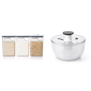 Good Grips 6 Piece(3 Containers & 3 Scoops) Large Canister Set with Scoops by OXO – 4.4 quarts, Plastic, White