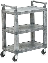 Vollrath 97112 3-Shelf Utility Cart, 200 lb Capacity, 10.5″ Shelf Clearance, Structural Foam Shelves, 4″ Swivel Casters, Open Design, Gray