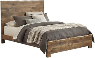 Starlight Canyon Home Solid Acacia Wood Panel Bed with Live Edge Headboard and Footboard, Rustic King Bed Frame for Master Bedroom Suite