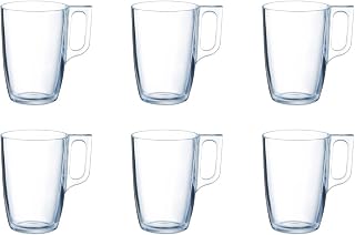 Arcoroc ARC L3694 Voluto Bock Mug, Coffee Mug, 320 ml, Glass, Transparent, Set of 6
