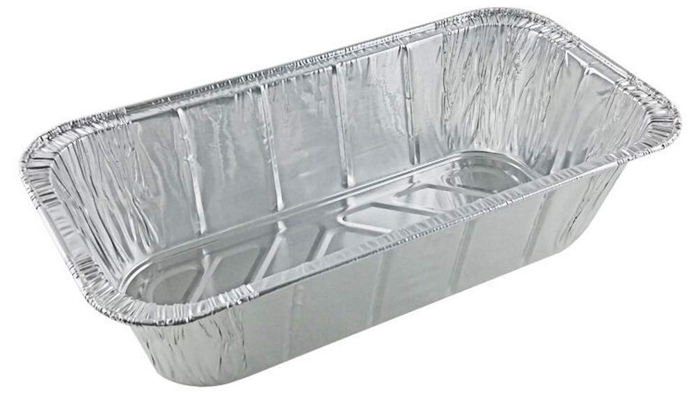 1/3 Third-Size Deep Aluminum Foil Steam / 5 lb. Loaf Pan w/Foil Lids (Pack of 50) by Handi-Foil – Medium, 80 fluid_ounces, Aluminum, Silver