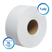 White Scott JRT Jr. Bathroom Tissue by Kimberly-Clark – 1000' x 3.55", Recycled Fiber, White, Pack of 12, Model 07805