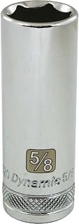 Dynamic Tools 3/8" Drive 6 Point Sae, 5/8" Deep Length, Chrome Finish Socket