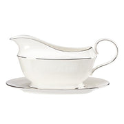 Hannah Platinum Sauce Boat and Stand by Lenox – 16 Ounces, Bone China, White, Model 193591332