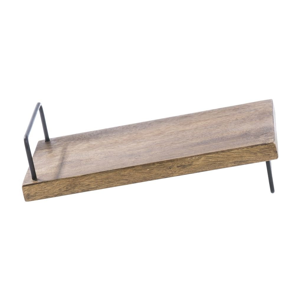 Display Riser Rectangular Mango Wood and Black Iron Slant Riser - 7"L x 12"D x 3"H by HUBERT – Wood, Brown, Model MDA-H712-01