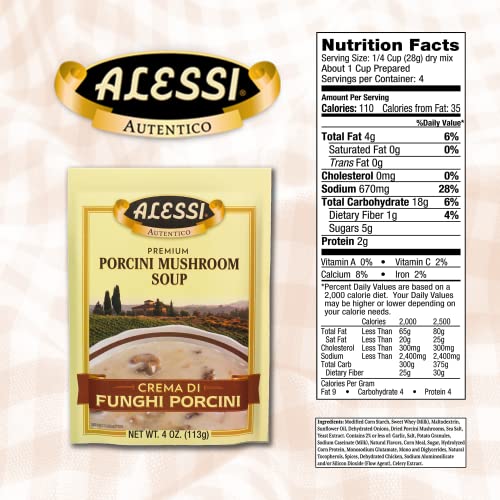 Alessi Porcini Mushroom / 4 Ounce (Pack of 6) / 6 Vegetable Soups