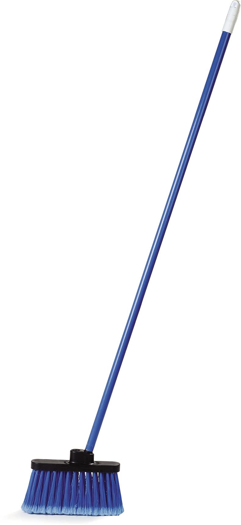 Carlisle FoodService Products Duo-Sweep Light-Weight Flagged Industrial Lobby Broom with Metal Threaded Handle by SPARTA – 1, Metal,Synthetic, Blue, Model 3686314