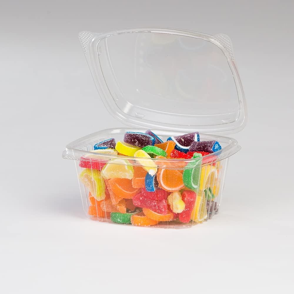 16 oz. Tall RPET Clear Hinged Deli Meal Prep Fruit Salad Display Food Storage Containers | 200/Case by KODA CUP – 16 oz, 64.0 ounces, Plastic, Clear, Model RPTHLD16T