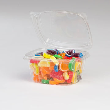 16 oz. Tall RPET Clear Hinged Deli Meal Prep Fruit Salad Display Food Storage Containers | 200/Case by KODA CUP – 16 oz, 64.0 ounces, Plastic, Clear, Model RPTHLD16T