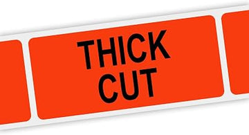 Specialty Printing Thick Cut Grabber Label Dayglo Red with Black Print, 1.375" x 3/4" | 1000/Roll