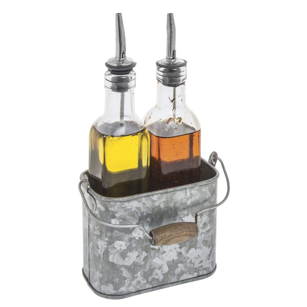 Galvanized Metal Condiment Caddy - 5"L x 3"W x 4 1/2"H by HUBERT – Metal, Model DS-36952B