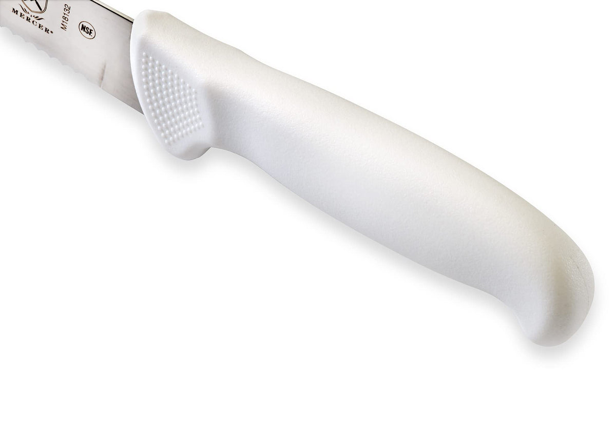 Ultimate White 10" Curved Wavy Edge Bread Knife by Mercer Culinary – 10", Stainless Steel, White, Model M18132