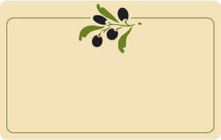 HUBERT Heat Resistant Price Tag with Olive Design Beige Vinyl - 4"L x 2 1/2"H 12 Per Bag
