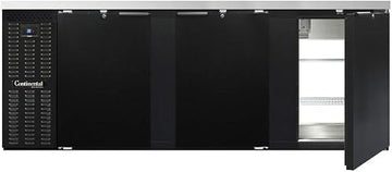 BBC90S-PT Three Section Refrigerated Pass-Thru Back Bar Cooler, 90" W x 34-3/4"H, Shallow Depth