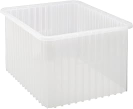 QUANTUM STORAGE SYSTEMS DG93120 Dividable Grid Storage Container, Heavy-Duty Stackable Plastic Parts Bin for Warehouse, Assembly & Industrial Organization, 22-1/2" x 17-1/2" x 12", Red, 3-Pack