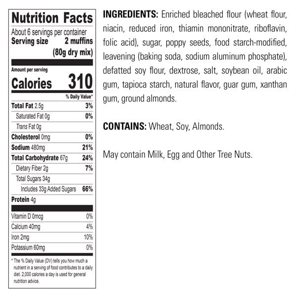 Krusteaz Almond Poppy Seed / 17 Ounce (Pack of 4) / 4 Muffins & Quickbreads