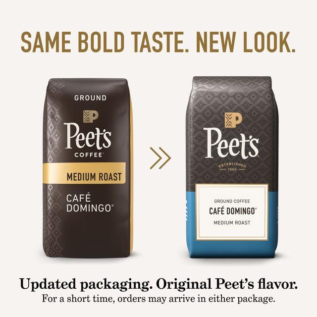 Ground Coffee Medium Roast by Peet's Coffee – 10.5 Ounce (Pack of 6), Cafe Domingo, Pack of 6, Model Coffee-Ground Coffee 63oz - Ground Coffee