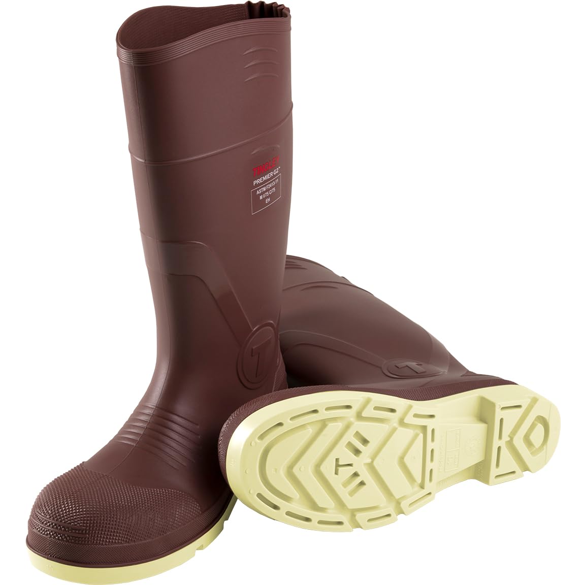 Premier G2 Safety Toe Knee Boot by TINGLEY – 12, Polyvinyl Chloride, Red/Cream, Model 93255
