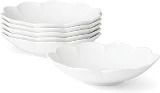 Lenox Studio 1414 Scallop Pasta Bowls Set For 6 | Dinnerware Bowl | Bone China | Microwave Safe | Dishwasher Safe | White | White Ceramic Bowls | Pasta Bowls