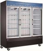 Omcan Three Door Swing Glass Door Refrigerator 78"" with 53 cu.ft 51052, Black