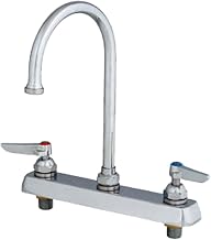 T&S Brass B-1142-XS Work Board Faucet, Deck Mount, 8" Centers, Swivel Gooseneck, Lever Handles, 2" Shanks